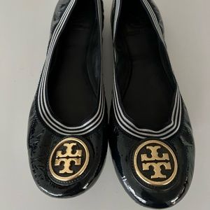 Tory Burch Caroline Ballerina navy stripe